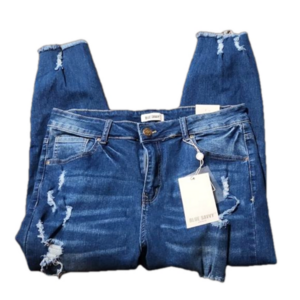 ♡Blue Savvy denim high rise curvy distressed stretch jeans size 17/32 NWT